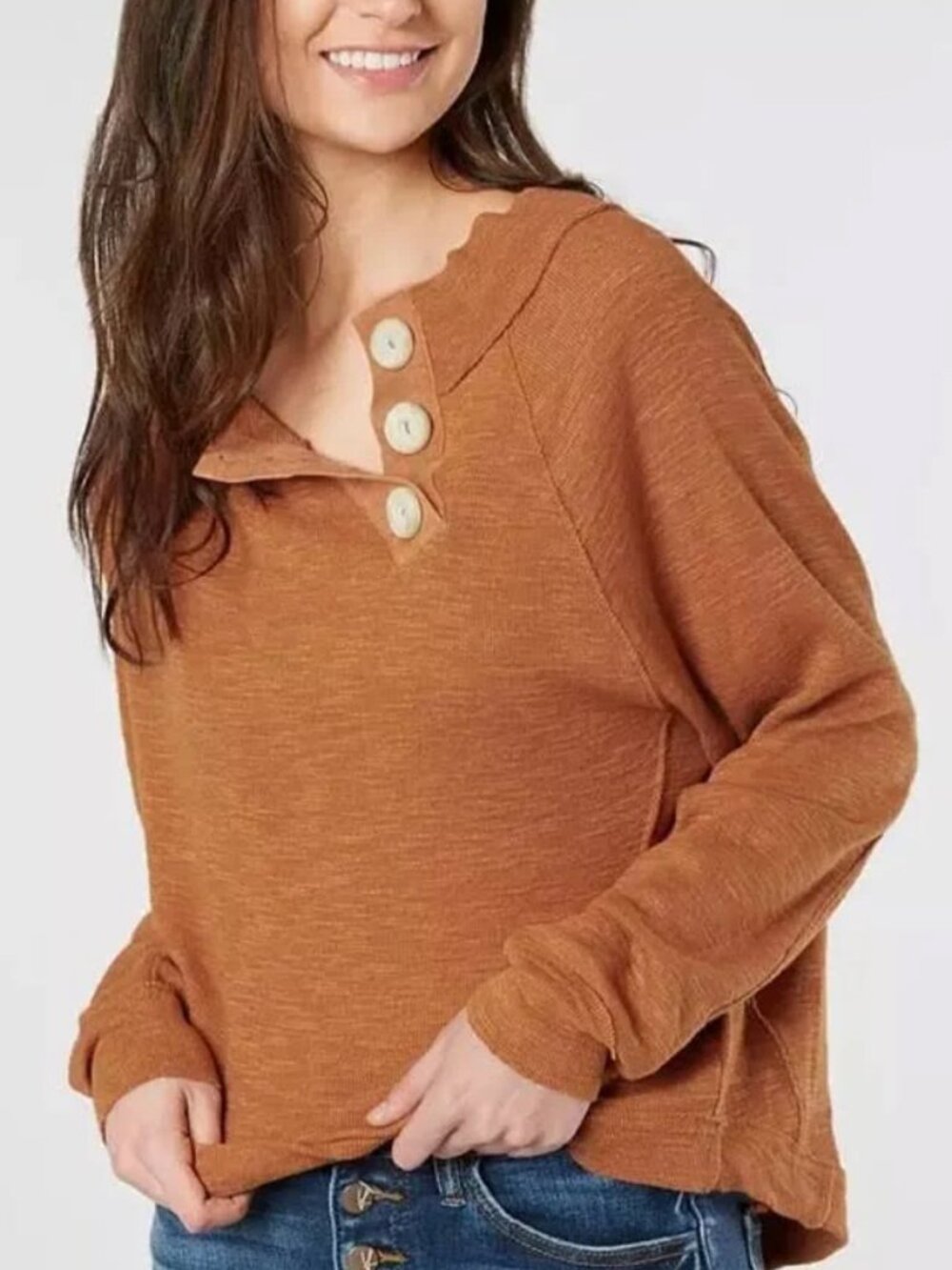 We The Free Don't Forget Me Cedar Knit Top Oversized Lagenlook Asymmetrical L